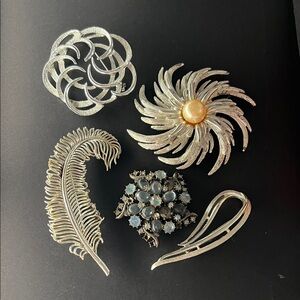 Elegant Silver  and Brooch Set